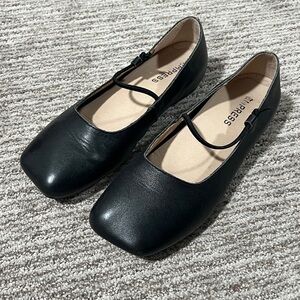 Empress SQUARE TOE FLAT Shoes Black Leather Women's 38 / 7 Ballet Mary Jane